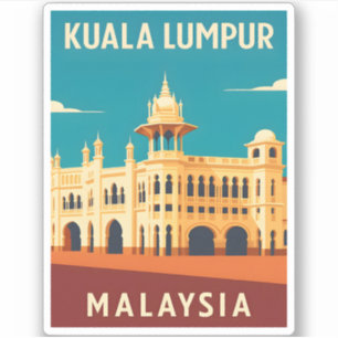 Adesivo Retro Viagens vintage Kuala Lumpur Malásia