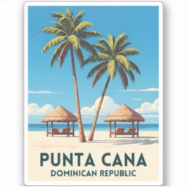 Adesivo Retro Viagens vintage Punta Cana República Dominic