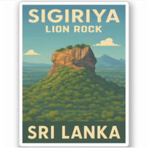 Adesivo Retro Viagens vintage Sri Lanka Sigiriya Lion Rock