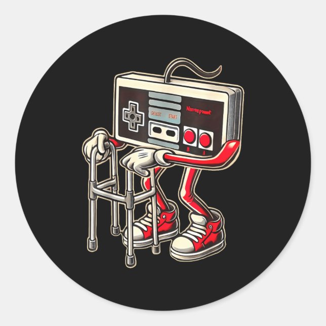 Adesivo Retro Video Game Controller With Walker Funny Game (Frente)