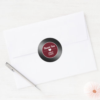 Adesivo Retro Vinil Record Wine Red Weding Obrigado