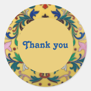 Adesivo Retro Vintage Amarelo Botânico Floral Obrigado