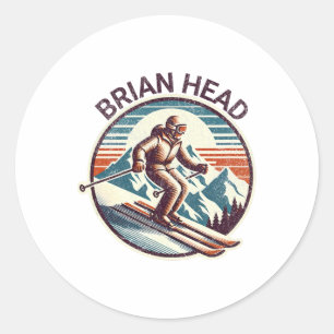 Adesivo Retro Vintage Brian Head Utah Ski Resort Winter Sk