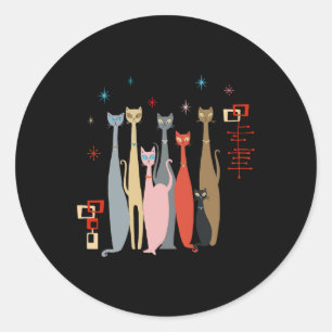 Adesivo Retro Vintage Cats do século Médio com aparência m