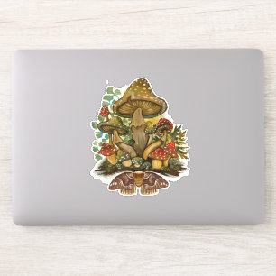 Adesivo Retro Vintage color Mushroom & Moth Art