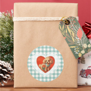 Adesivo Retro Vintage Coquette Baby Animais Dog Gingham