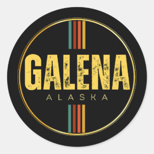 Adesivo Retro vintage Galena City Alaska State 70s Groovy