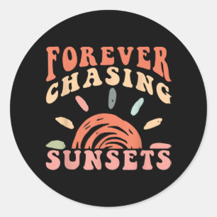 Adesivo Retro Vintage para sempre perseguir Pôrs do sol fé