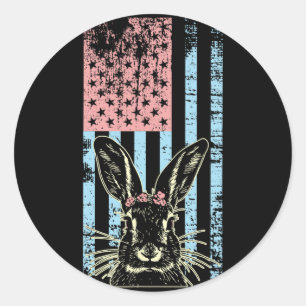 Adesivo Retro Vintage Pastel American Flag Bunny