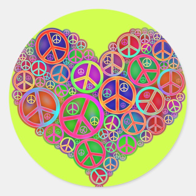 Adesivo Retro Vintage Peace Heart (Frente)