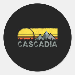 Adesivo Retro Vintage Pôr-do-Sol Cascadia Montanha Camping