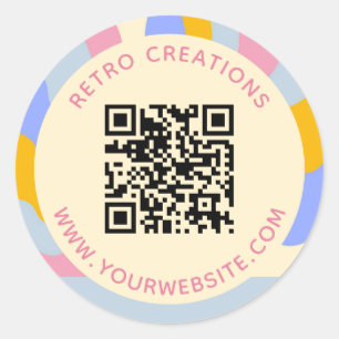 Adesivo Retro Vintage Rays QR Code Abstrato Business