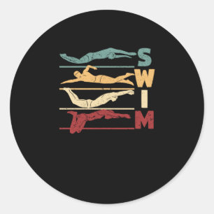 Adesivo Retro vintage swimming funny swimmer