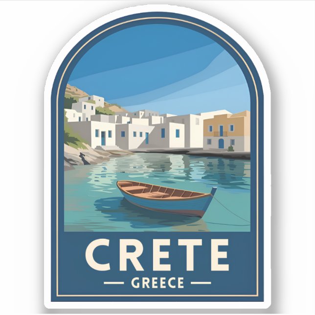 Adesivo Retro Vintage Travel Crete Greece Seaside (Frente)