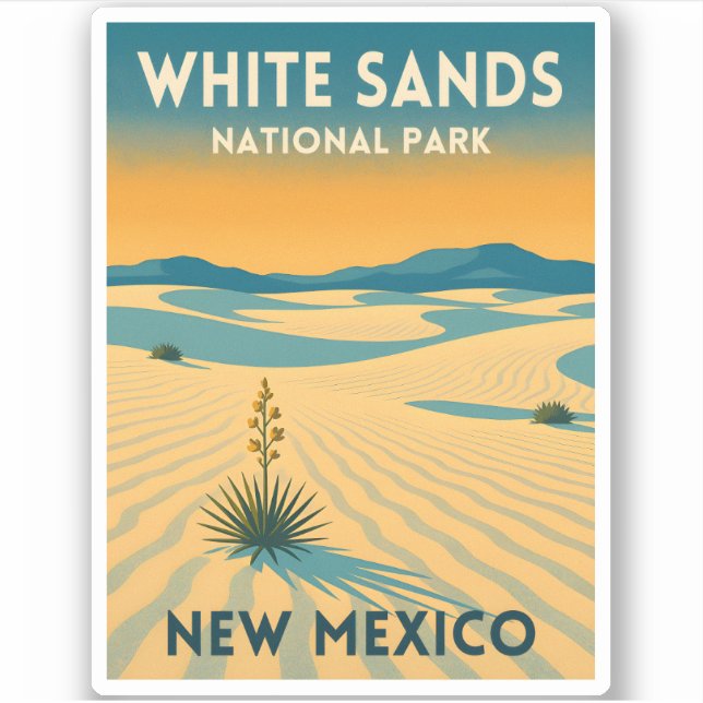 Adesivo Retro Vintage Travel White Sands National Park (Frente)
