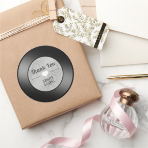 Adesivo Retro Vinyl Record Wedding Obrigado
