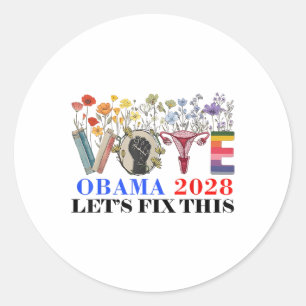 Adesivo Retro Votação Floral Obama 2028 Vamos Corrigir Est