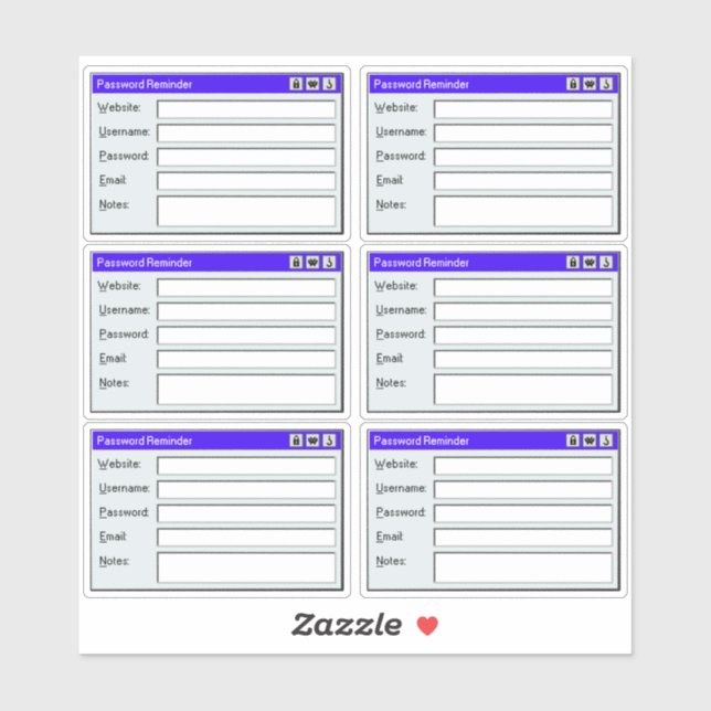 Adesivo Retro Web Page Username Log Password Tracker  (Folha)