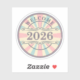 Adesivo Retro Welcome 2026 New Year Sticker