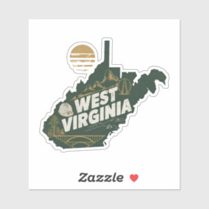 Adesivo Retro West Virginia State Car Sticker