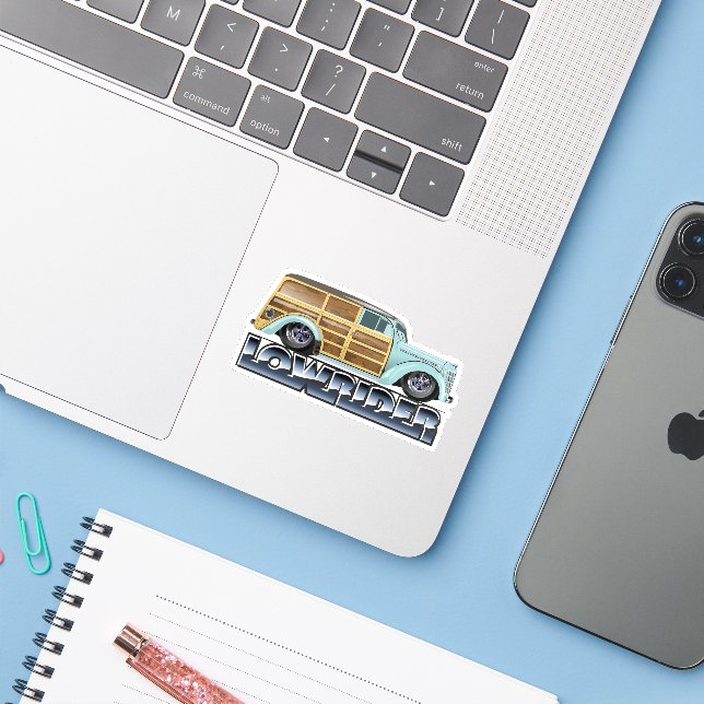 Adesivo Retro Woody Lowrider (Notebook com iPhone)