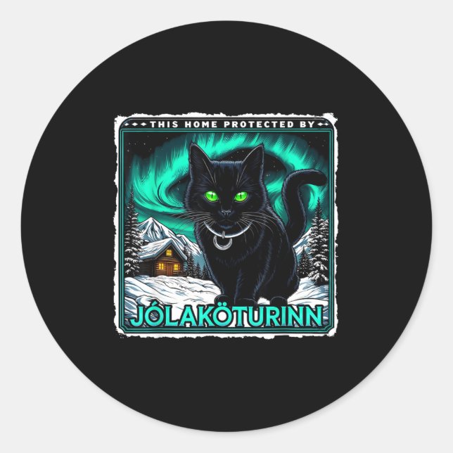 Adesivo Retro Yule Cat Icelandic This Home Protected Jólak (Frente)