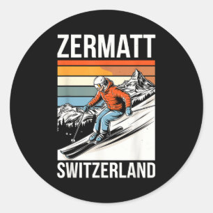 Adesivo Retro Zermatt Suíça resort de esqui diversão alpin