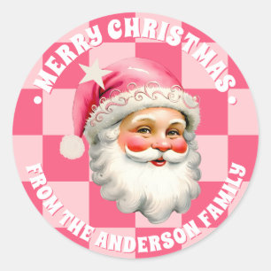Adesivo Retron Rosa Papai Noel Rosa Tartan Xadrez Rosa Nat