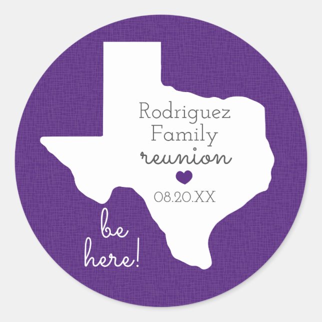 Adesivo Reunião da Família Purple State of Texas (Frente)