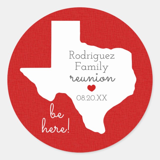 Adesivo Reunião da Família Red State of Texas (Frente)