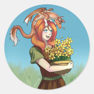 Adesivo Reunindo Flores com um Dragão