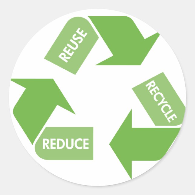 Adesivo Reutilização do Reciclar Verde Reduzir (Frente)