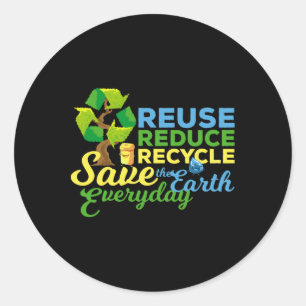 Adesivo Reutilização no Dia da Terra Reduzir Reciclar Salv
