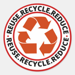 Adesivo Reutilizar, Reduzir, Símbolo Reciclar preto 