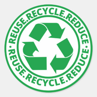 Adesivo Reutilizar, Reduzir, Símbolo Reciclar Verde