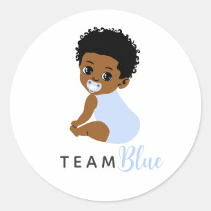 Adesivo Revelação do Sexo de Bebê Menino Afro-Americano Az