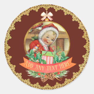 Adesivo Revelação do Sexo do Bebê no Natal Vintage Vermelh