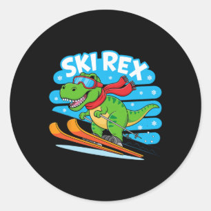 Adesivo Rex Esquiando Design de Esportes de Inverno de Din