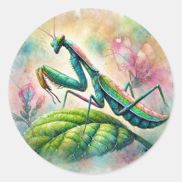 Adesivo Rezando Mantis Em Leaf Watercolor