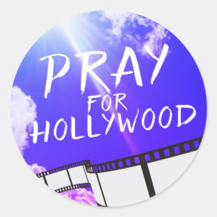 Adesivo Reze por Hollywood no Céu Roxo