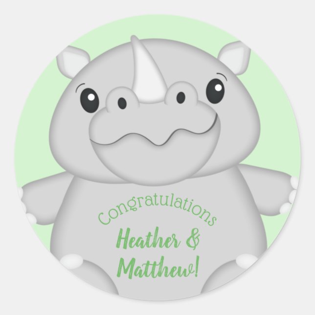 Adesivo Rhino Chá de fraldas Green (Frente)