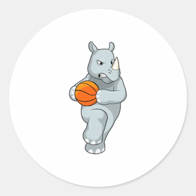 Adesivo Rhino como jogador de basquetebol (Frente)