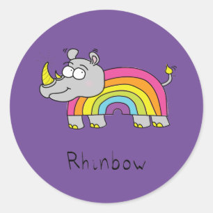 Adesivo Rhino Rainbow Funny Cute Kids Rhinoceronte