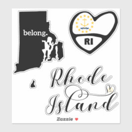 Adesivo Rhode Island, 3 Designs, Love RI, Die Cut