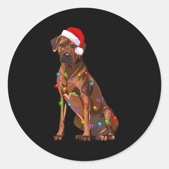 Adesivo Rhodesian Ridgeback Christmas Lights Xmas Dog Love (Frente)