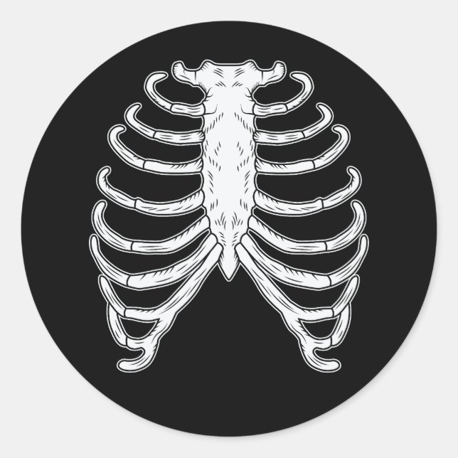 Adesivo Rib Cage Skeleton Bones Halloween Preto E Branco (Frente)