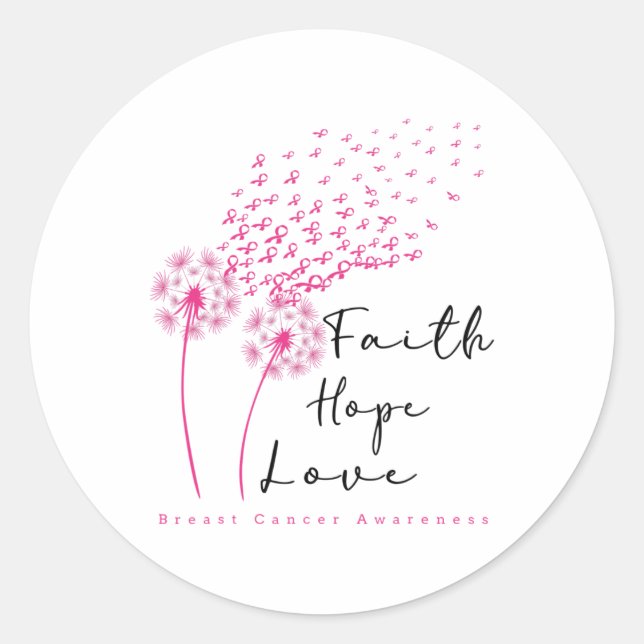 Adesivo Ribbon Dandelion Faith Hope Ama Cancer (Frente)