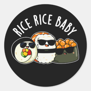 Adesivo Rice Bebê Engraçado Sushi Roll Pun Dark BG