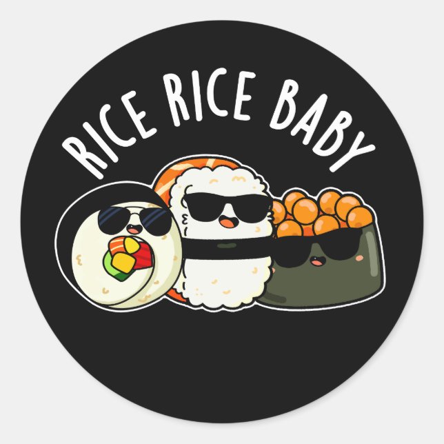 Adesivo Rice Bebê Engraçado Sushi Roll Pun Dark BG (Frente)