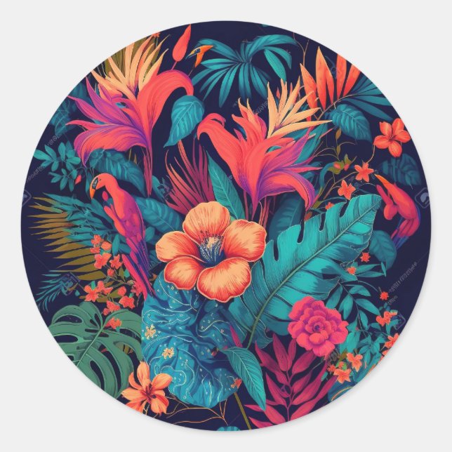 Adesivo Rich Tropical Floral Patterno (Frente)